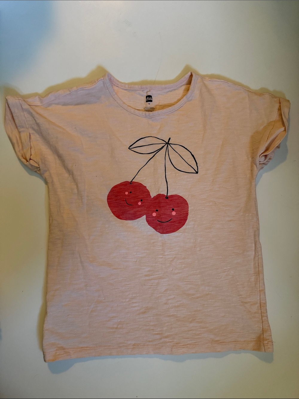Tea Collection sz 10 Kids Pink Cherry Graphic Tee great condition